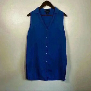 Tahari‎ Blue 100% Linen Tank